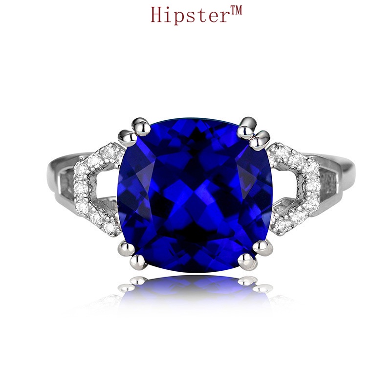 European and American New Hot Sale Trendy Best-Selling Inlaid Sapphire Adjustable Ring