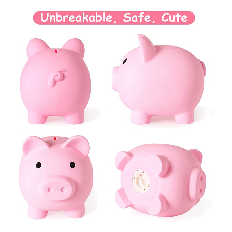 Large Piggy Bank, Unbreakable Plastic Money Bank, Coin Bank for Girls and Boys, Practical Gifts for Birthday(Pink)