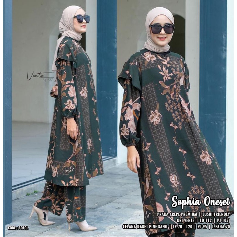RESTOK SETELAN CELANA LONG TUNIK SOPHIA ONESET ORI BY VENTE