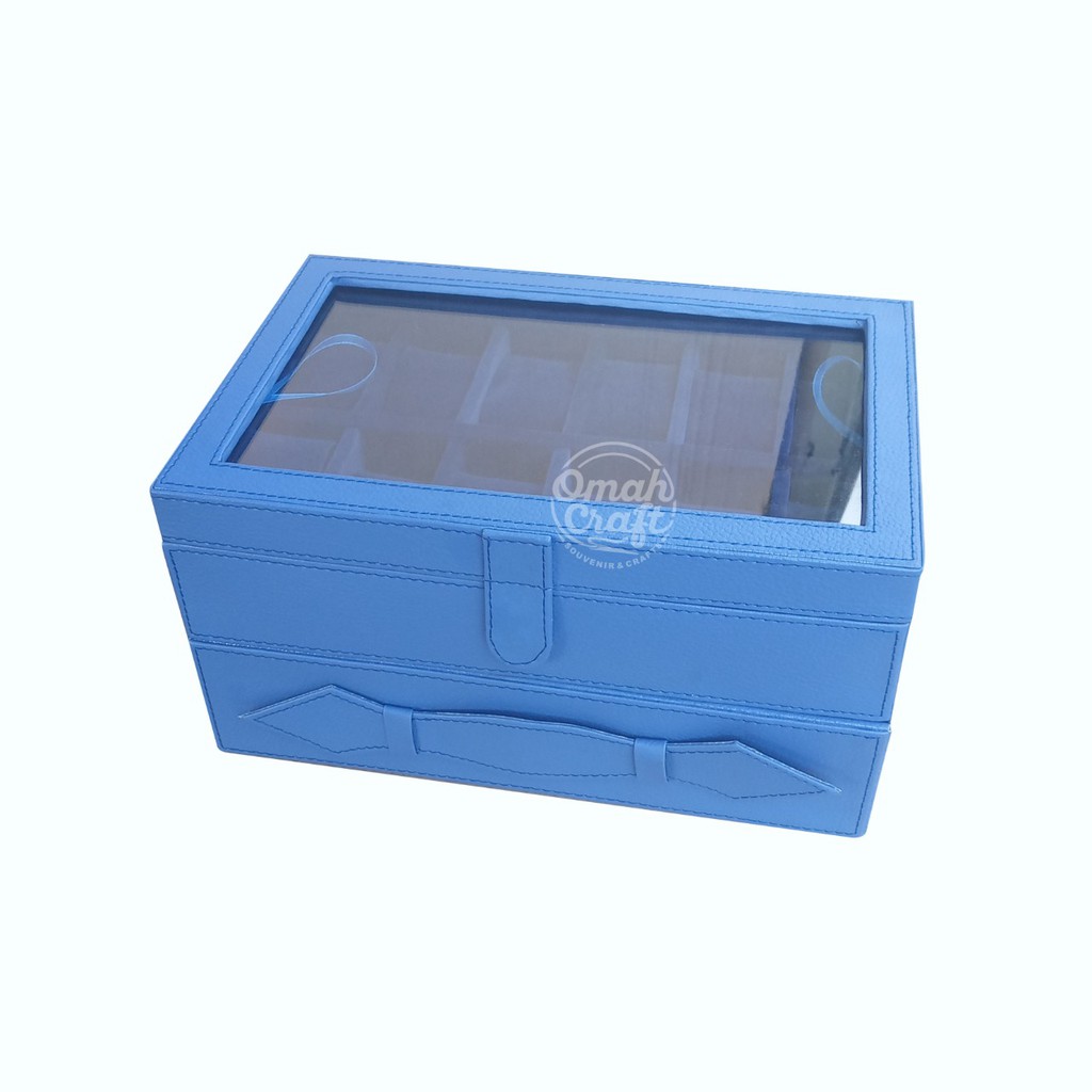 BIRU BENHURE - Kotak Jam Tangan isi 12 Mix Perhiasan / Box Tempat Jam Tangan