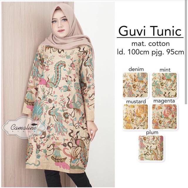 [ADA JUMBO] Guvi Tunic Cindrawasih Tunik Batik Iriana Merak Papua Sogan Batik Kantor Midi Muslim