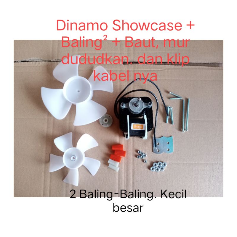 dinamo kipas kulkas showcase atau sokes. 1set baut dudukan + 2 baling. 220V