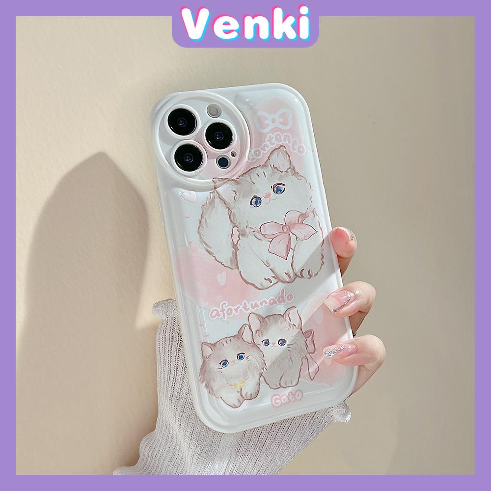 iPhone Case Silicone Soft Case Airbag Shockproof Protection Camera Pink Kitten Cartoon Cute Compatible For iPhone 11 Pro Max 13 Pro Max 12 Pro Max 7Plus xr XS Max