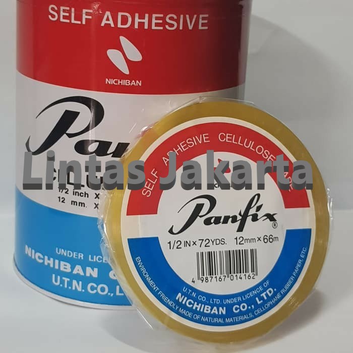 Selotip / Isolasi / Cellotape merk Panfix ukuran 1/2 inch x 72 yards