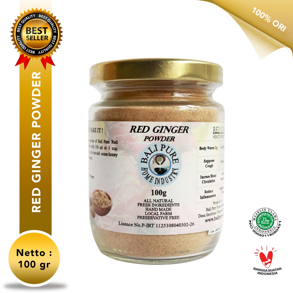 

JAHE MERAH #RED GINGER powder BALI PURE ORGANIK 100gr