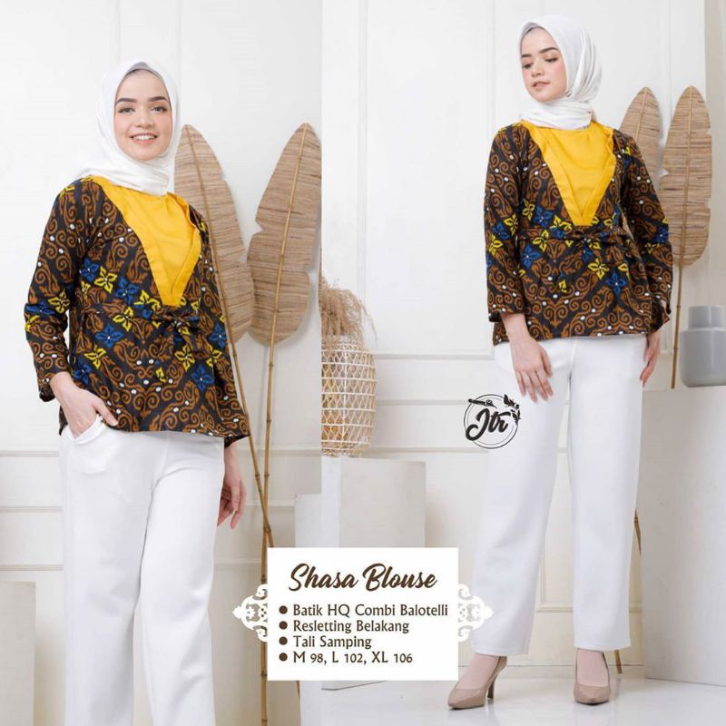 tey-17 Batik Wanita ASJ SA HRB026 Kenogo Kemeja Tosca Pendek-Model 4