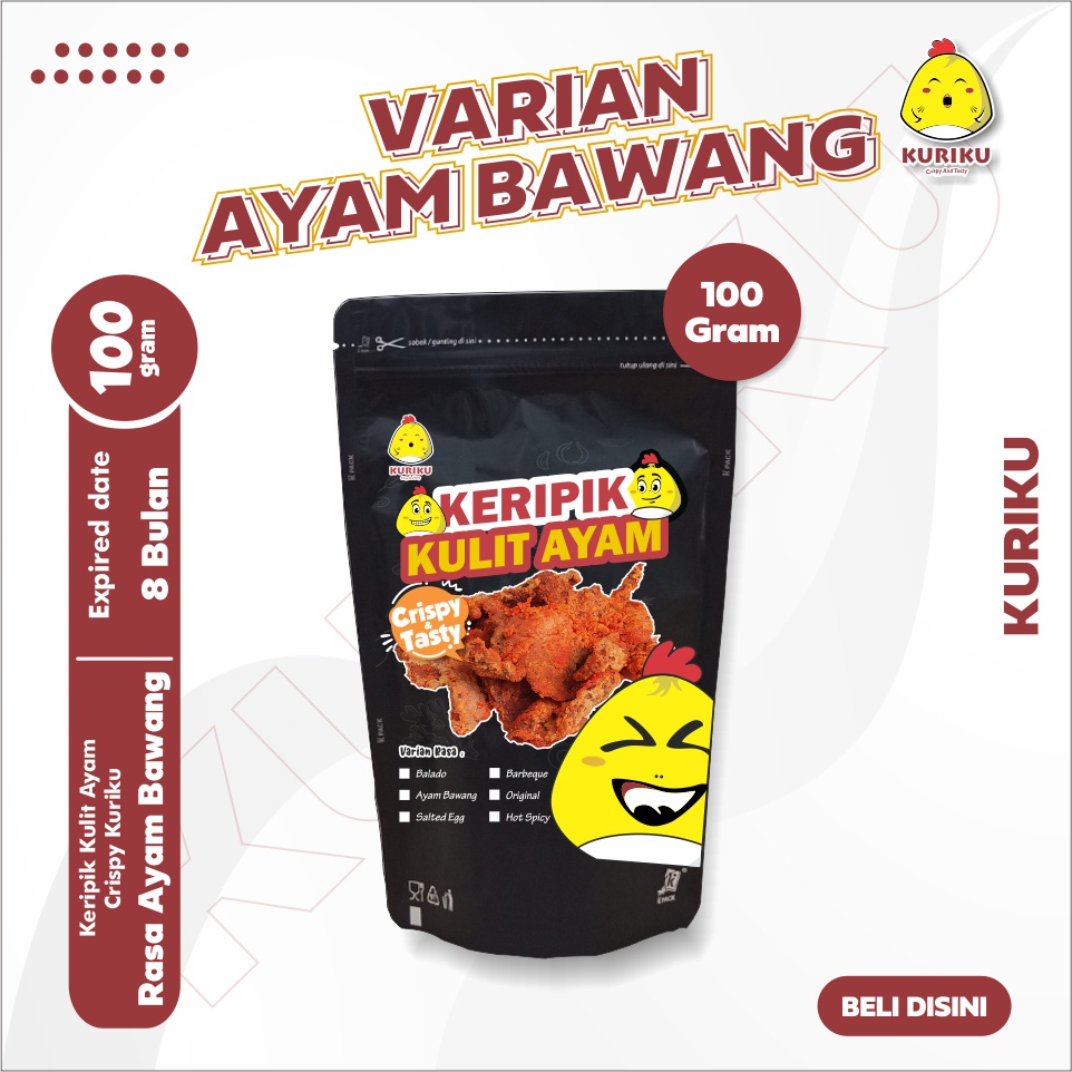 Jual Kripik Kulit Ayam Crispy Chicken Skin Kripik Kuriku Ayam Bawang