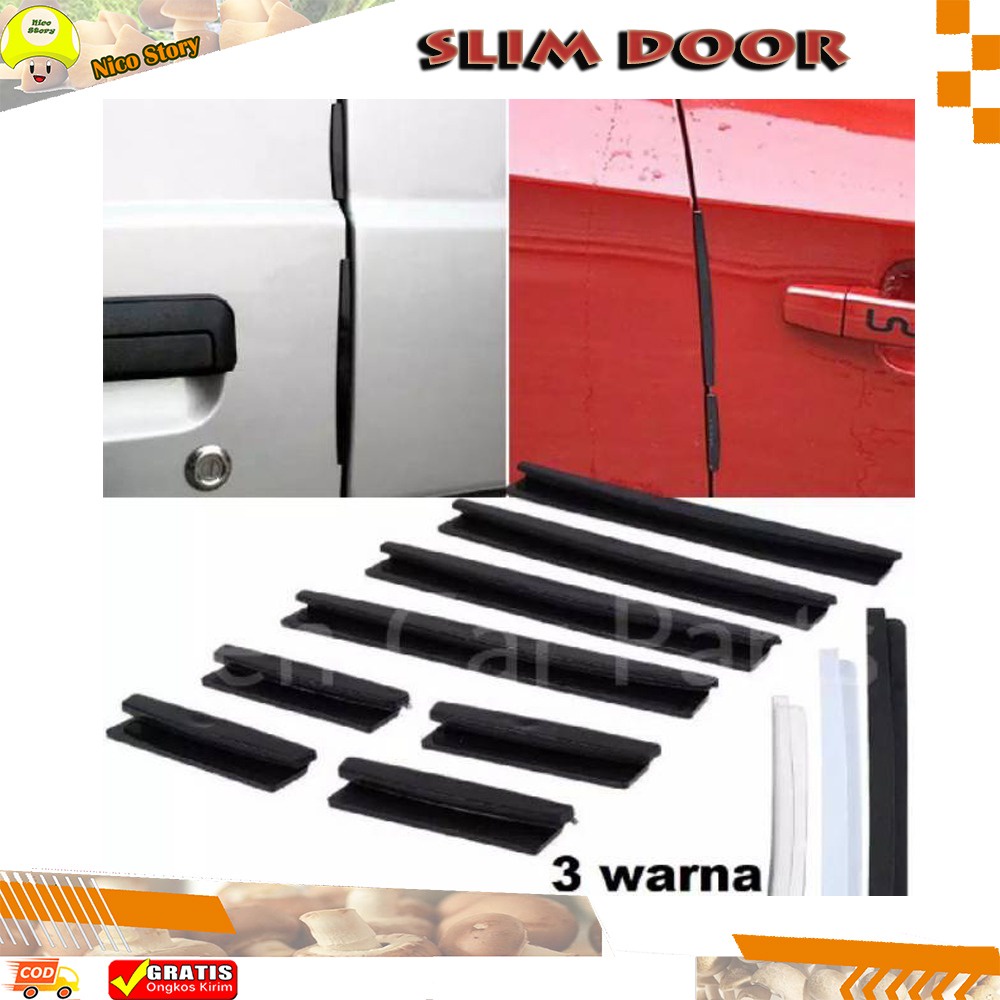 (NCS) TERMURAH 1 Set 8 pc Slim Doorguard Bumper Protector Pelindung Penahan Pintu Mobil Universal Fiber