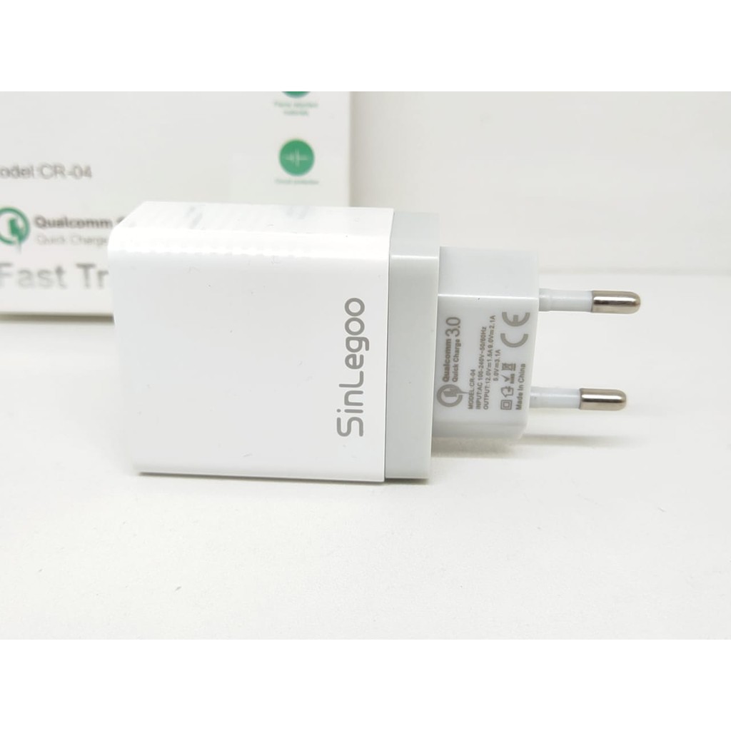 SINLEGOO CR-04 Head Charger QC3.0 PD-18W Type-C 1 USB Port Fast Travel Charger GARANSI 1 TAHUN