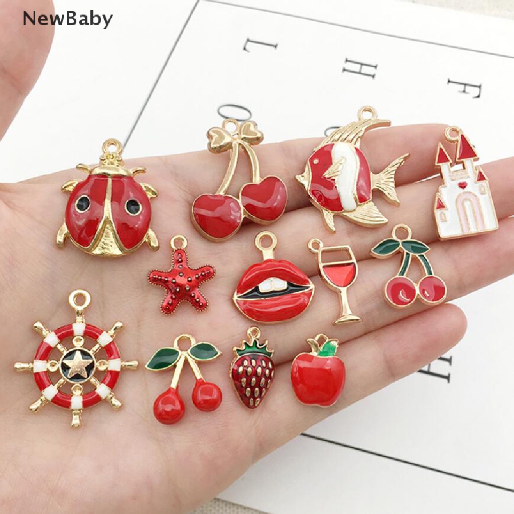 NewBaby 31Pcs/Set Fruit Animal Mixed Enamel Charms Pendants DIY Jewelry Making Craft ID