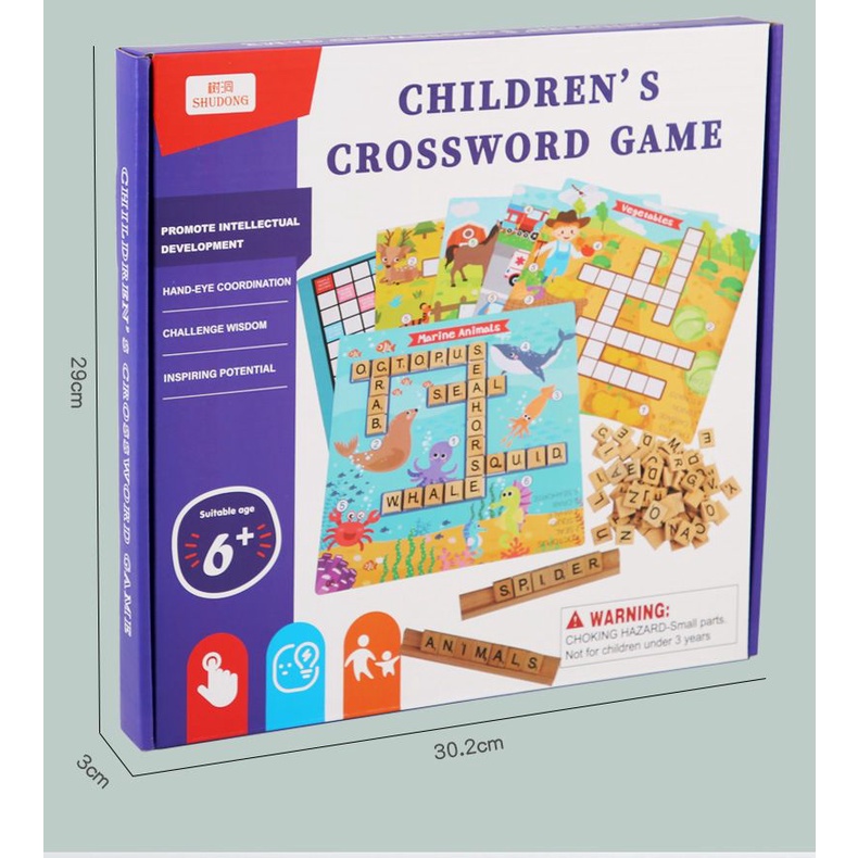 Mainan Anak CHILDRENS CROSSWORD GAME Mainan Edukasi Anak Puzzle Kayu
