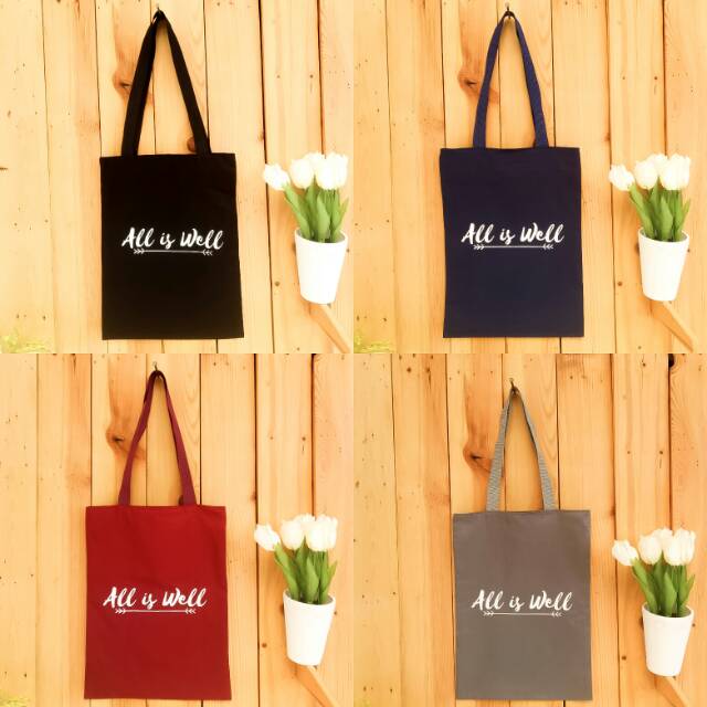 TOTEBAG ALL IS WELL (BISA COD) ADA RESLETING bahan drill halus premium