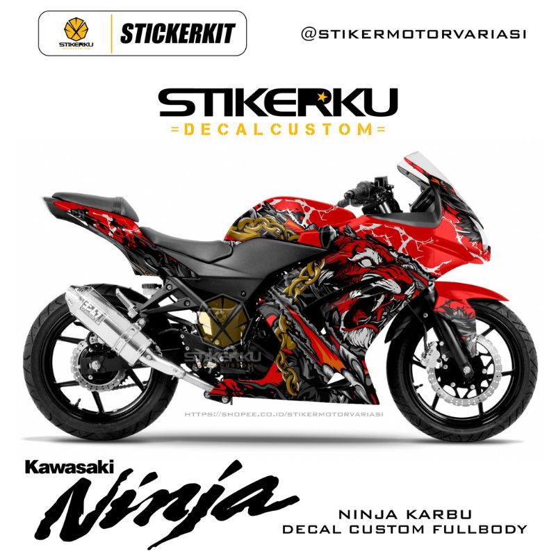 decal ninja 250 karbu / decal ninja 250 karbu / sticker ninja 250 full body/ decal ninja harimau