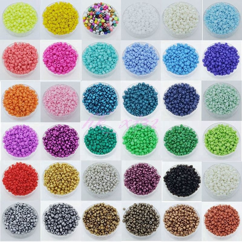 1000Pcs Manik-Manik Kaca Bulat Warna-Warni untuk Membuat Perhiasan DIY