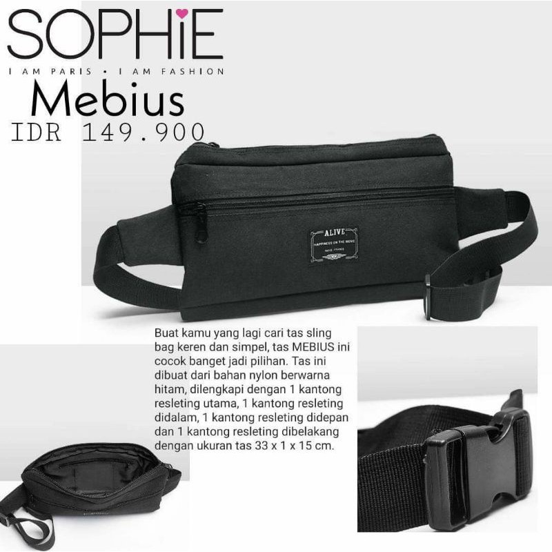Tas Selempang Dada Pinggang Pria Mebius Alive Sophie Martin Paris Eksclusive Original Waist Bag Simp