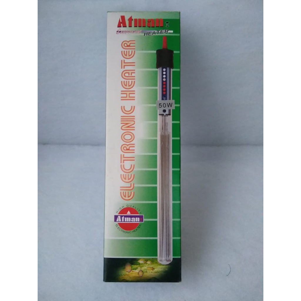 Heater Atman 50 Watt Pemanas Aquarium Akuarium Hiter Heather