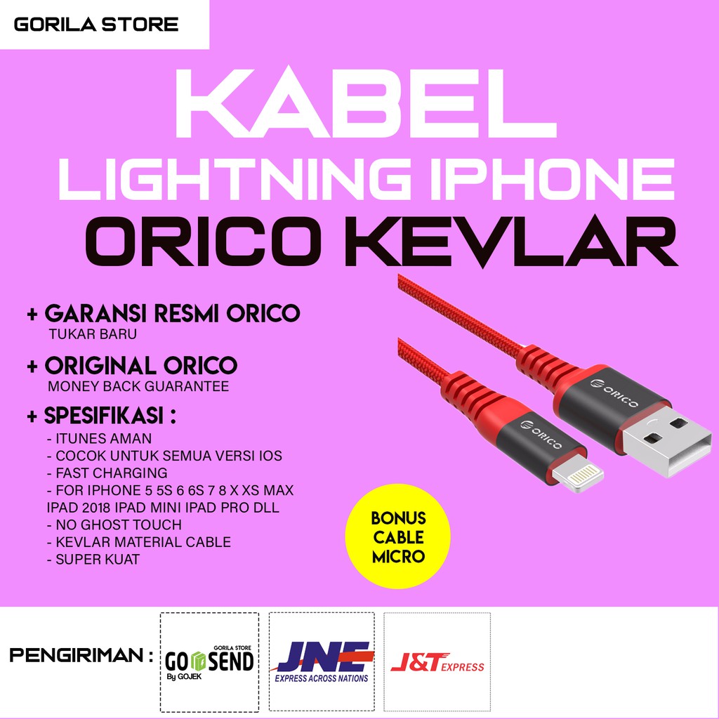 ORICO KABEL DATA LIGHTNING IPHONE 5 6 7 8 X AUKEY ANKER CHARGER ORIGINAL