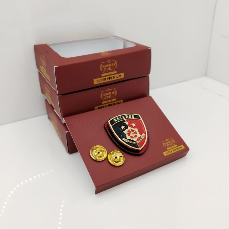 PIN POLRI RESERSE AKRILIK MERAH GOLD PLATED SUPER PREMIUM