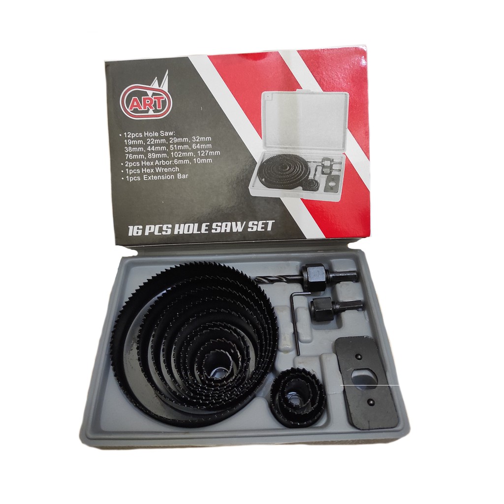 Hole Saw Set 16 Pc / Gergaji Pembolong Kayu / Mata Bor Hidroponik