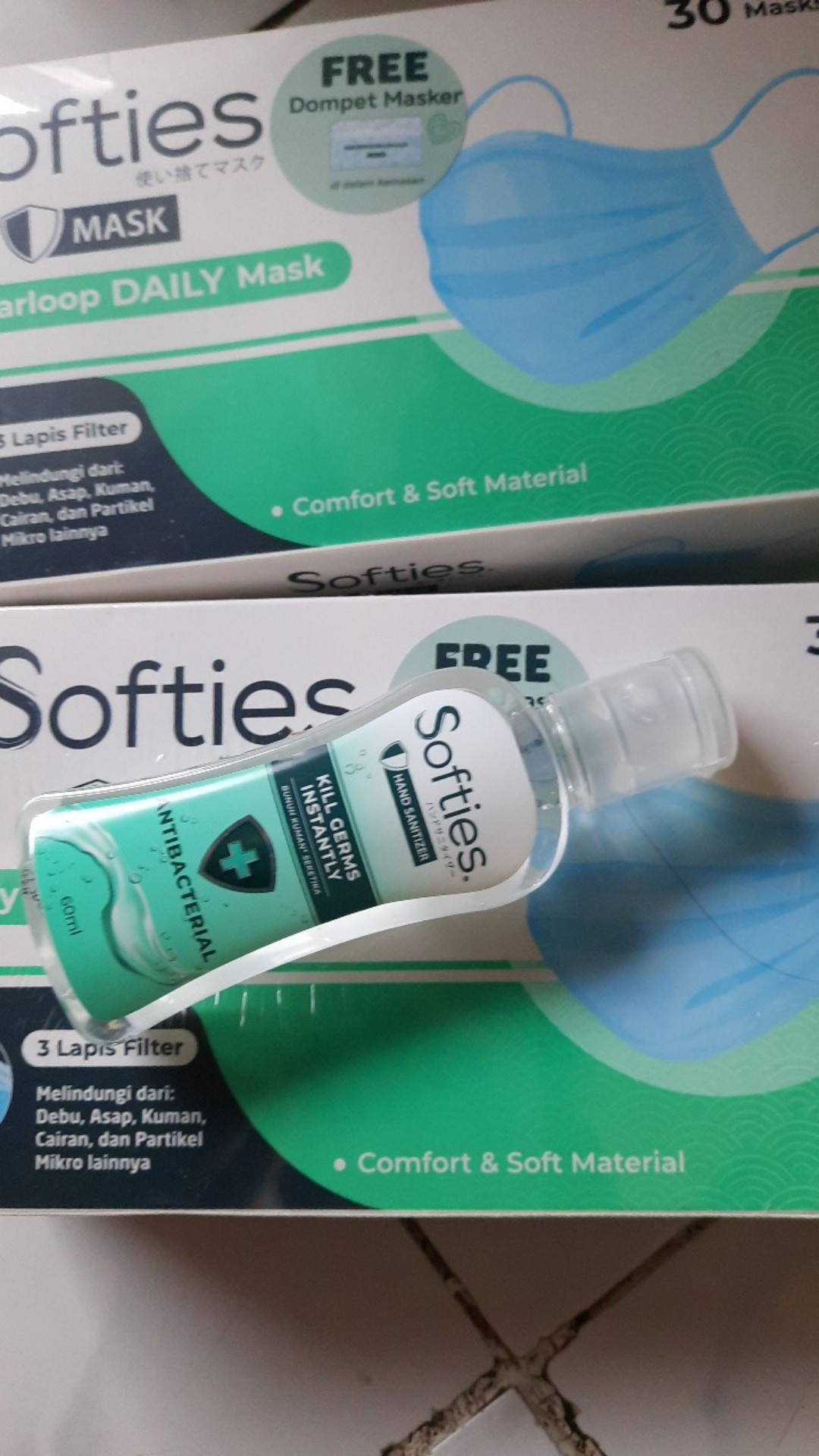 Masker Softies Daily Surgical Medis 30 Mask Polos Motif Hijab Headloop Anak Batik Parang Japanese