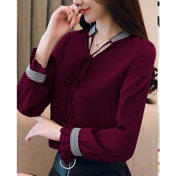 *[HNFK] Blouse Calista / Blouse Salur Wanita / Pakaian Wanita Terbaru / Blouse Wanita / Atasan Wanita Korea