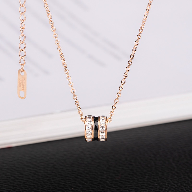 Kalung titanium tabung zircon full anti karat korea fashion - ercassia