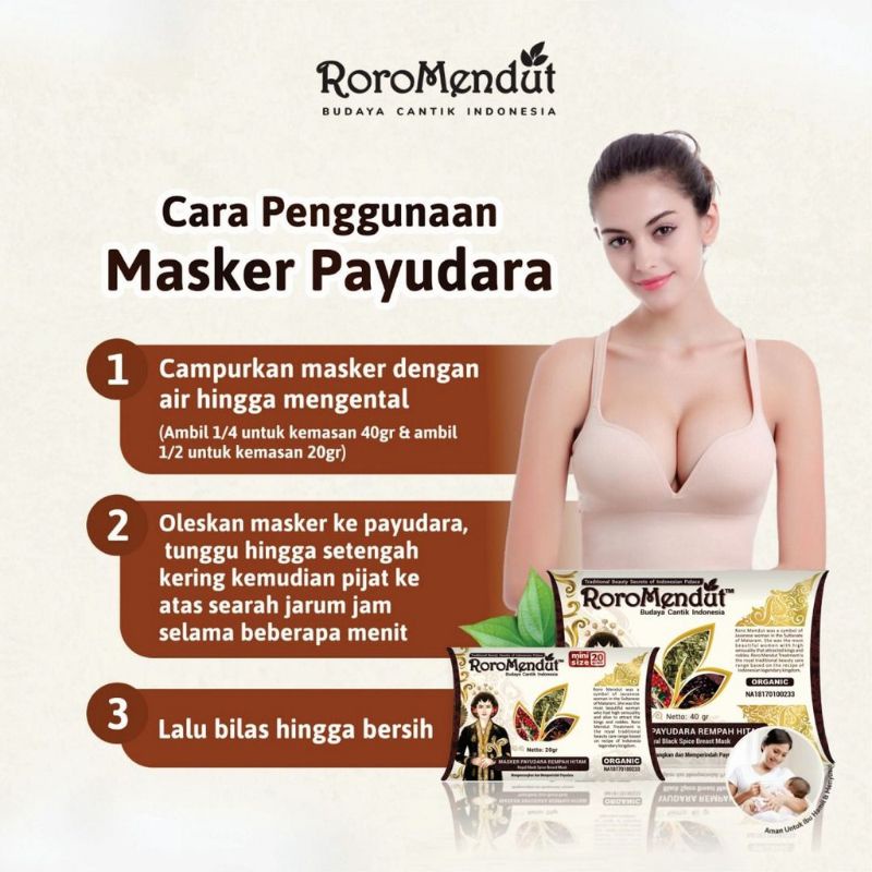 Roro Mendut Masker Payudara Pembesar dan Pengencang Kencang Kendur Montok Ampuh Permanen Cepat Bpom