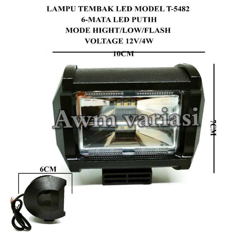 Lampu Tembak 6 Mata 2 Susun LED CWL Senja Biru Atas Bawah Biru