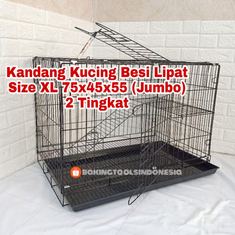 KANDANG KUCING MURAH SIZE XL (JUMBO) 2 TINGKAT 75X45X55