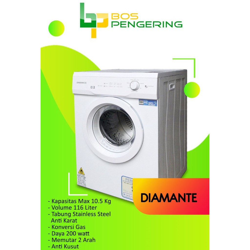 MESIN PENGERING PAKAIAN  DRYER GAS MESIN PENGERING PAKAIAN KONVERSI GAS DIAMANTE 10.5 KG BERKUALITAS