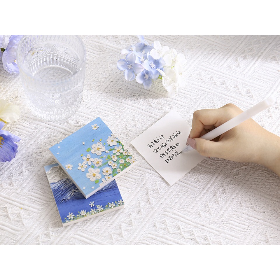 Flower Painting Square Memopad Aesthetic