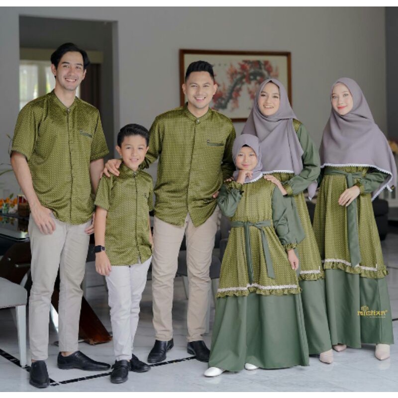 Baju Muslim Seragam Keluarga Sarimbit Michan Gamis dewasa jumbo Murah Baju seragam keluarga warna ar