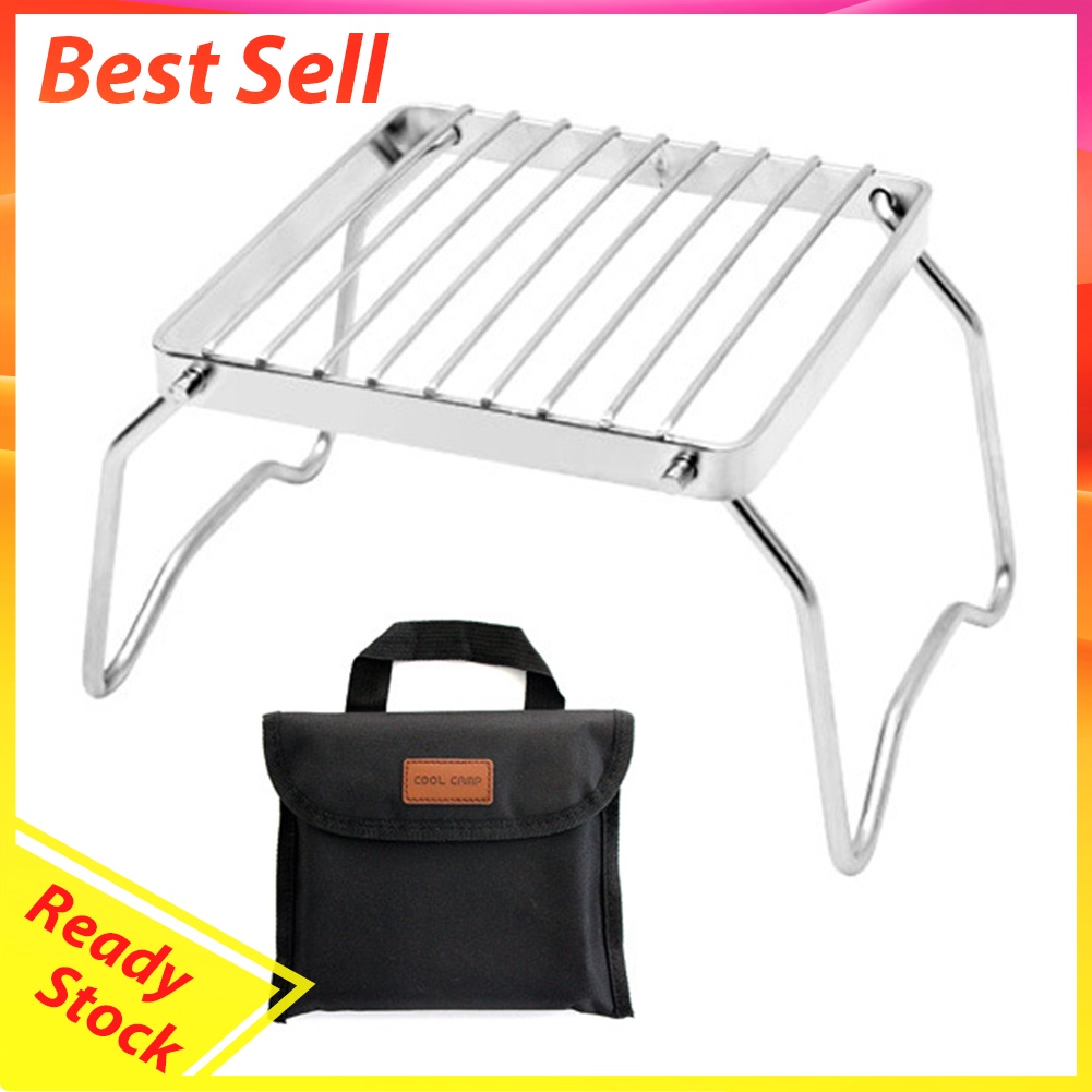 Portable Mini BBQ Grilling Basket w/ Handbag Stainless Steel Barbecue Grill