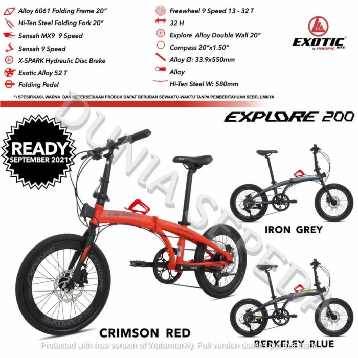 SEPEDA LIPAT 16 INCH EXOTIC EXPLORE 200 EXOTIC EXPLORE 200 FREE BONUS