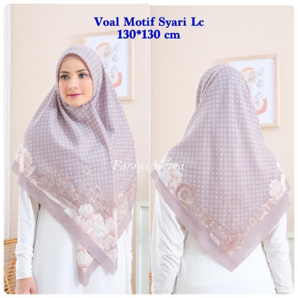 SERAGAM | New Hijab | 130 x 130 |Jilbab Segi Empat Syari Motif LC | Farsya Adeeva Voal Motif Syari L