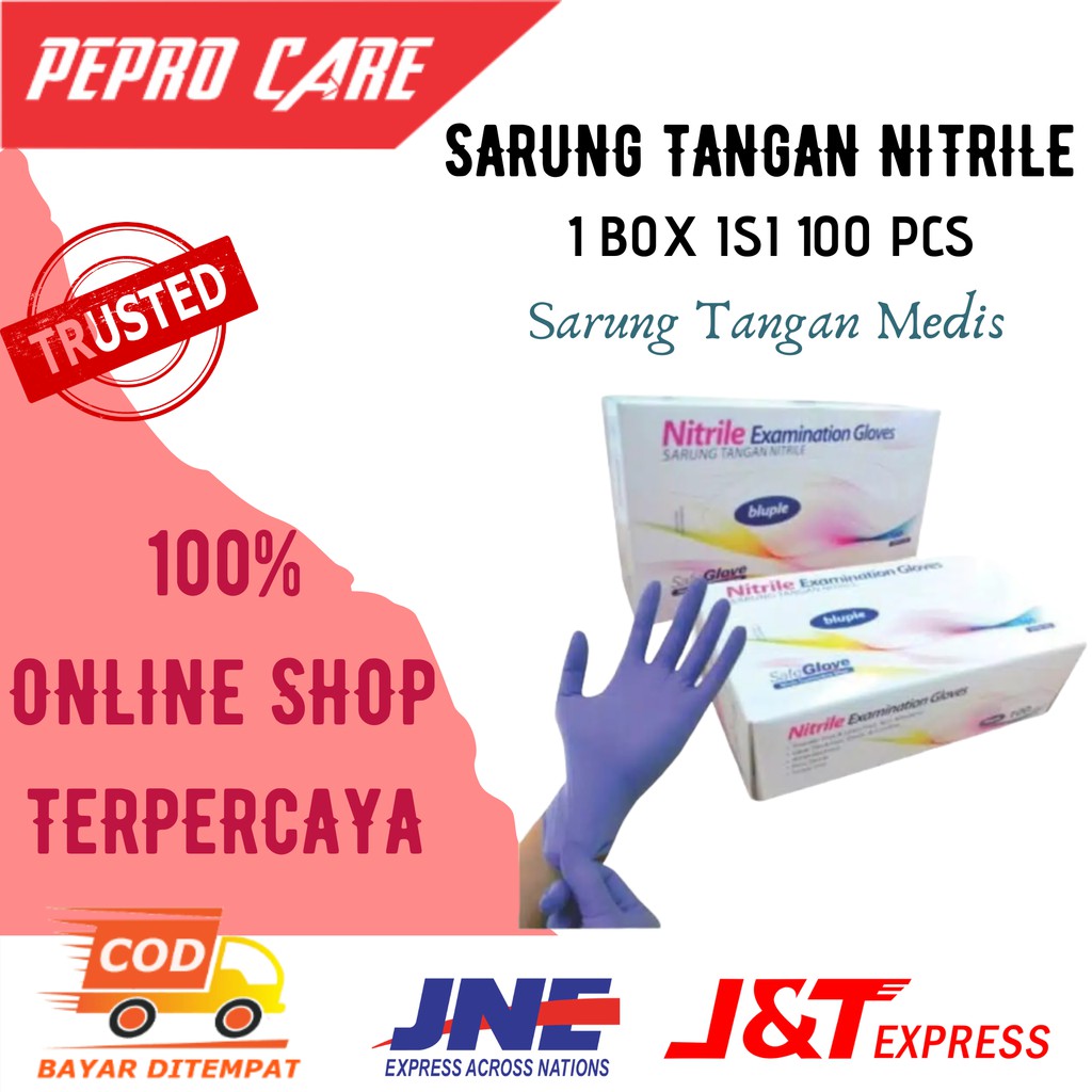 NITRILE GLOVES SARUNG TANGAN MEDIS HANDSCOON SAFEGLOVE SAFE GLOVE GLOVES KARET NITRIL NITRILE PPF 50
