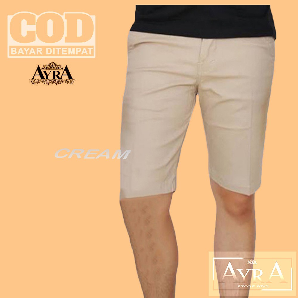 Celana Chino Pendek Motif Polos Hitam Size M L XL Pria