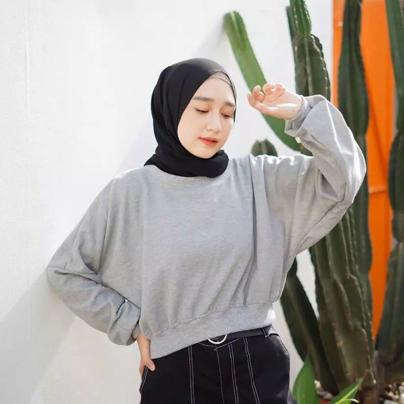 SWEATER OVERSIZE CROOPE WANITA OVERSIZE FLEECE