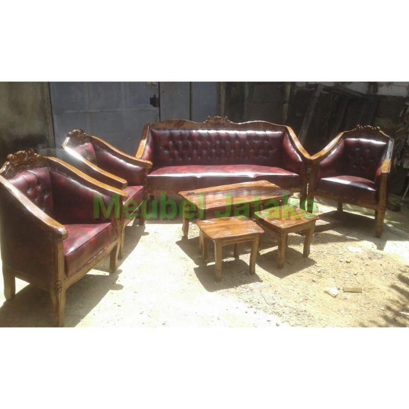 Kursi Tamu Jati Louis Monaco 3111 + Meja - Sofa Louis Jepara Cantik