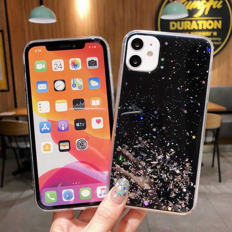 Glitter Starry Sky Soft Case VIVO Y11 Y12 Y12i Y15 Y17 Y91C Y93 Y91 Y95 Y83 Y50 Y30 Y30i V5 V5S S1 Z1 Pro Y71 Nice Lavender purple Casing