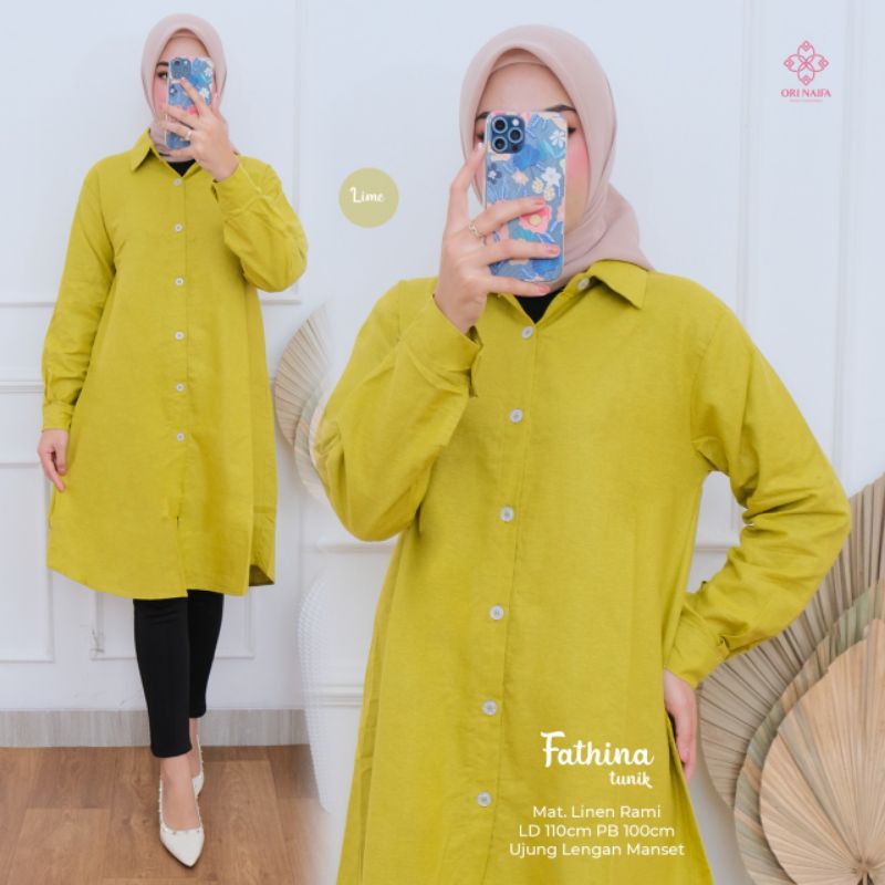 Fathina Tunik,Bahan Linen Rami