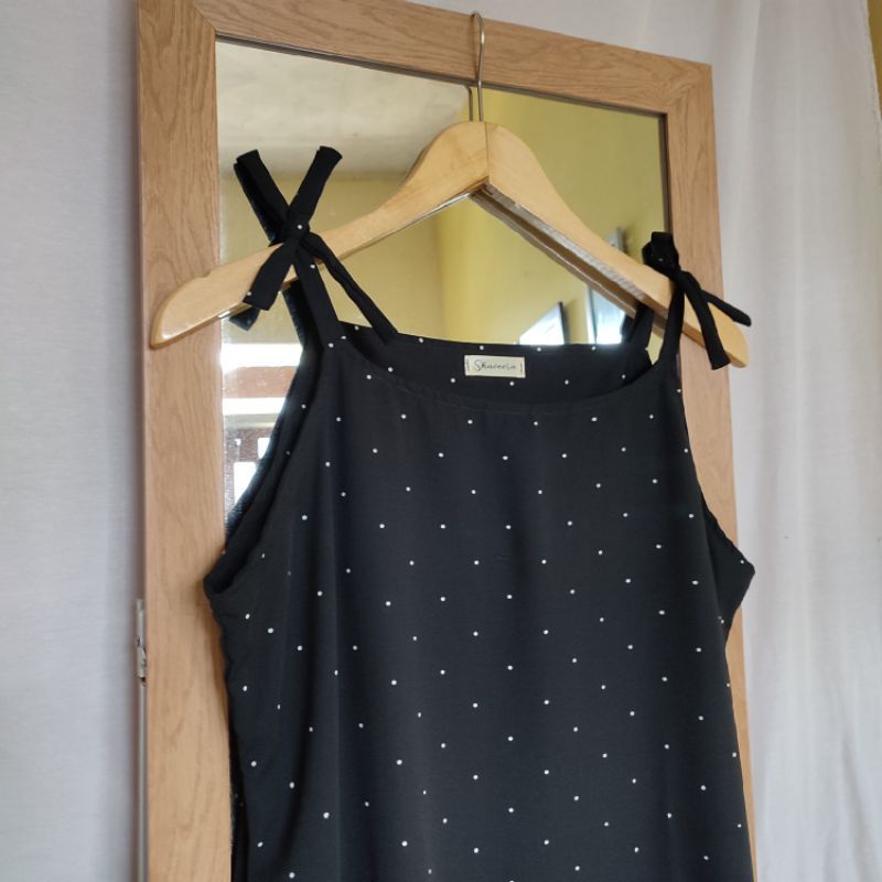 Inner Dress Korea Tanpa Lengan Polka Pita by Shaveera