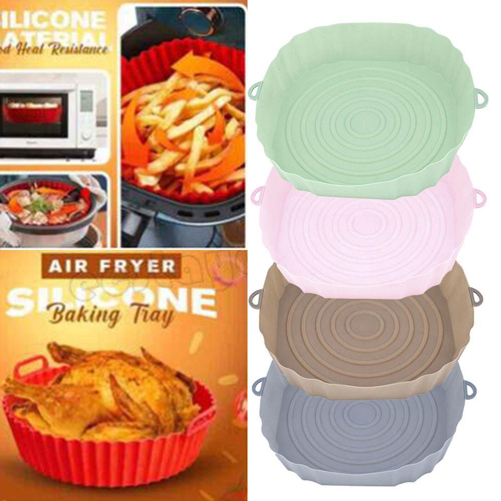 Solighter 2Pcs Panci Silikon Reusable Tray Cooking Untuk Air Fryer