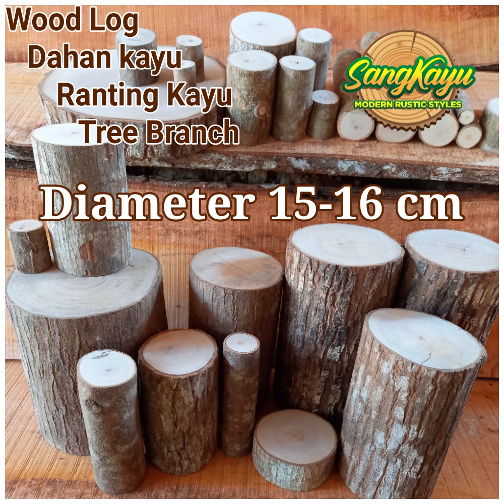 Kayu log kayu diameter 15-16 cm bahan craft dekorasi pernikahan hiasan