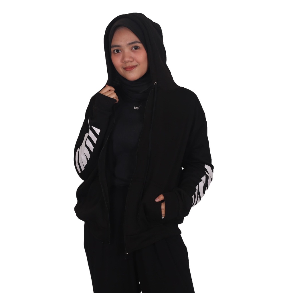 Jaket Zebra Zipper XXL - Jaket Zipper Oversize Unisex