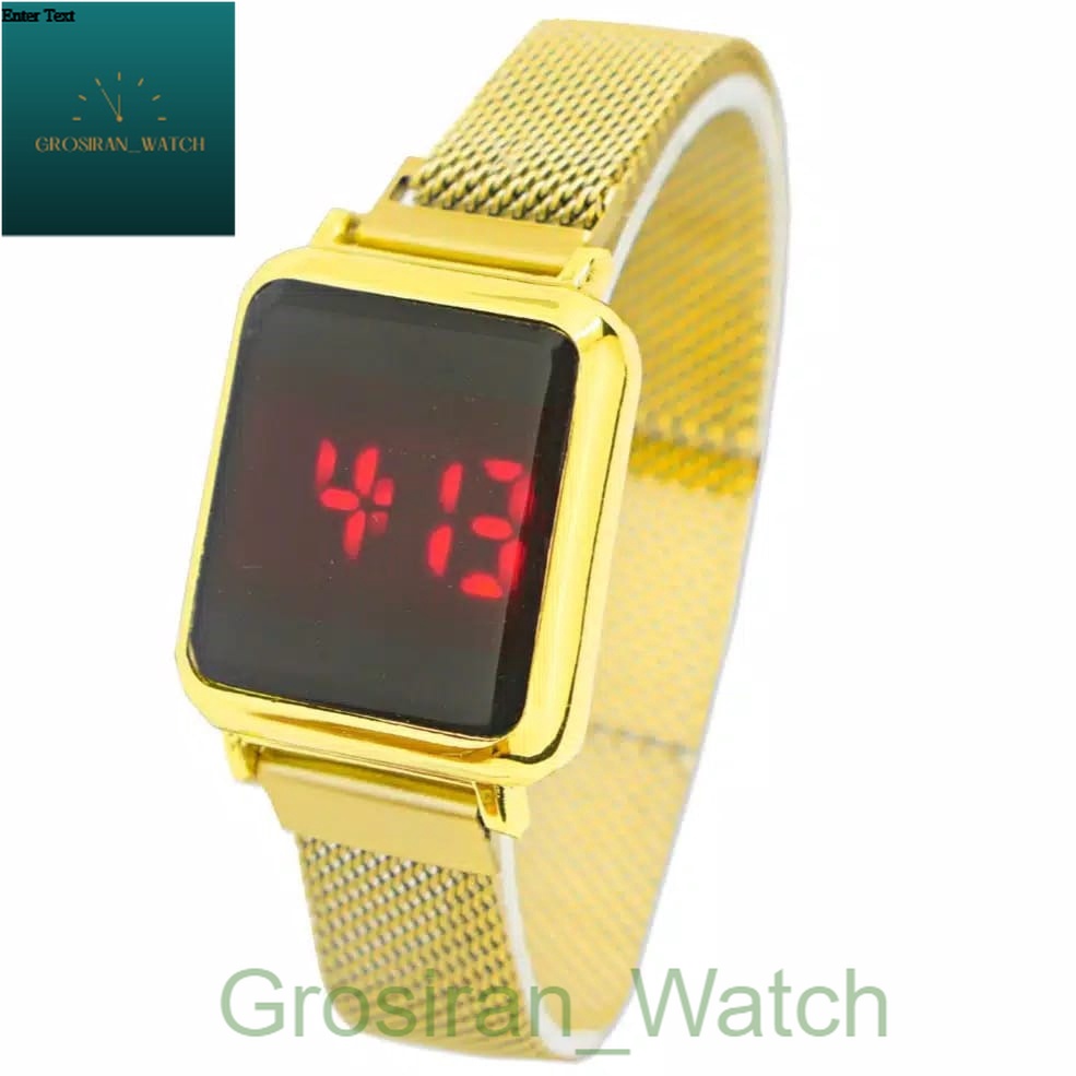 Jam Tangan Wanita Digital Touch Watch Kotak Small Size Strap Magnet [G_W]