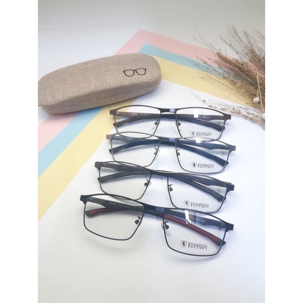 kacamata/frame ferrari kode JS203 size 56-17-140 paket lensa radiasi dan photocromig