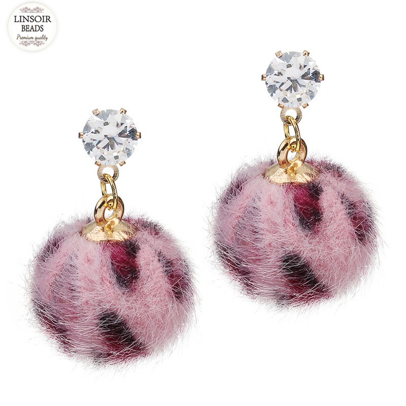 Anting Fashion Wanita Kekinian Model Bola Motif Leopard 216