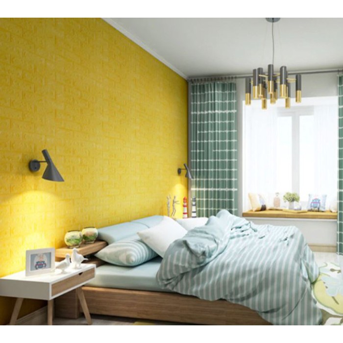 Wallpaper Brick Foam 3D GENARIS [ Wallpaper Foam 70*77cm ] - Bata Kuning