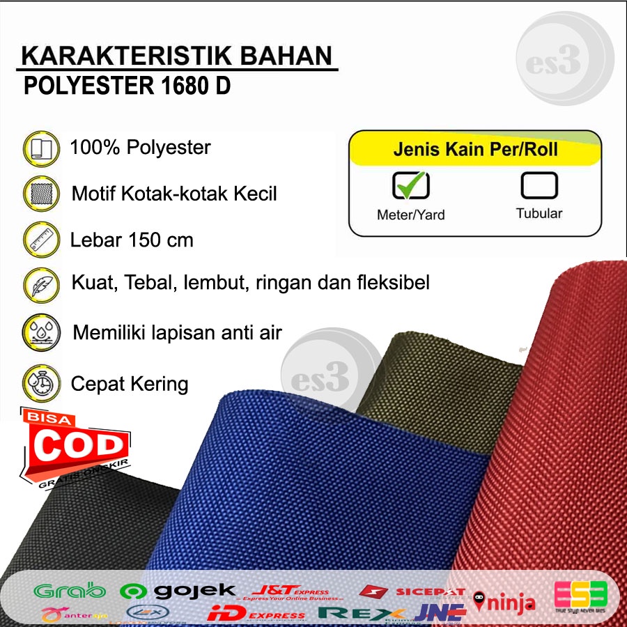 RK D1680 Doble Dinir Dinier Nylon Bahan Tas Meteran Waterproof Super Tebal Untuk Tas Dan Tenda Anti